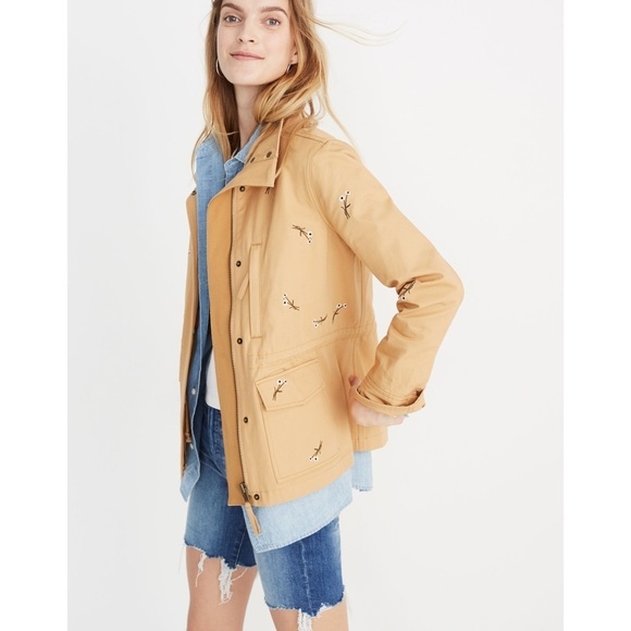 Madewell Embroidered Pessage Jacket Floral Military Style, Size Medium - Picture 2 of 16